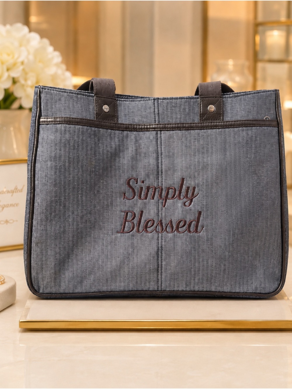 Herringbone Pattern lap top bag choice of free bag charm